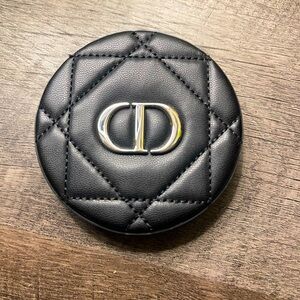 Dior Black Quilted Leather Cosmetic Brush Case with Silver CD Logo